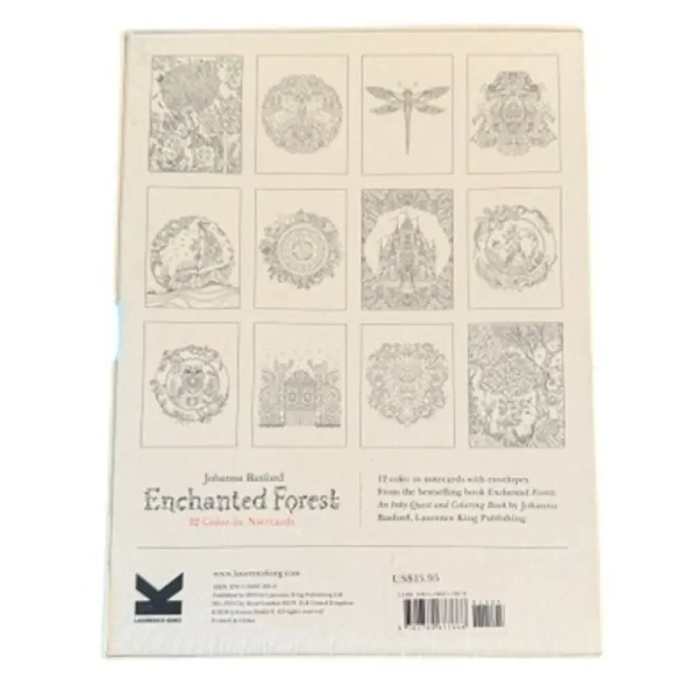 Johanna Basford Enchanted Forest 12 Color-In Notecards Sealed Adult Coloring